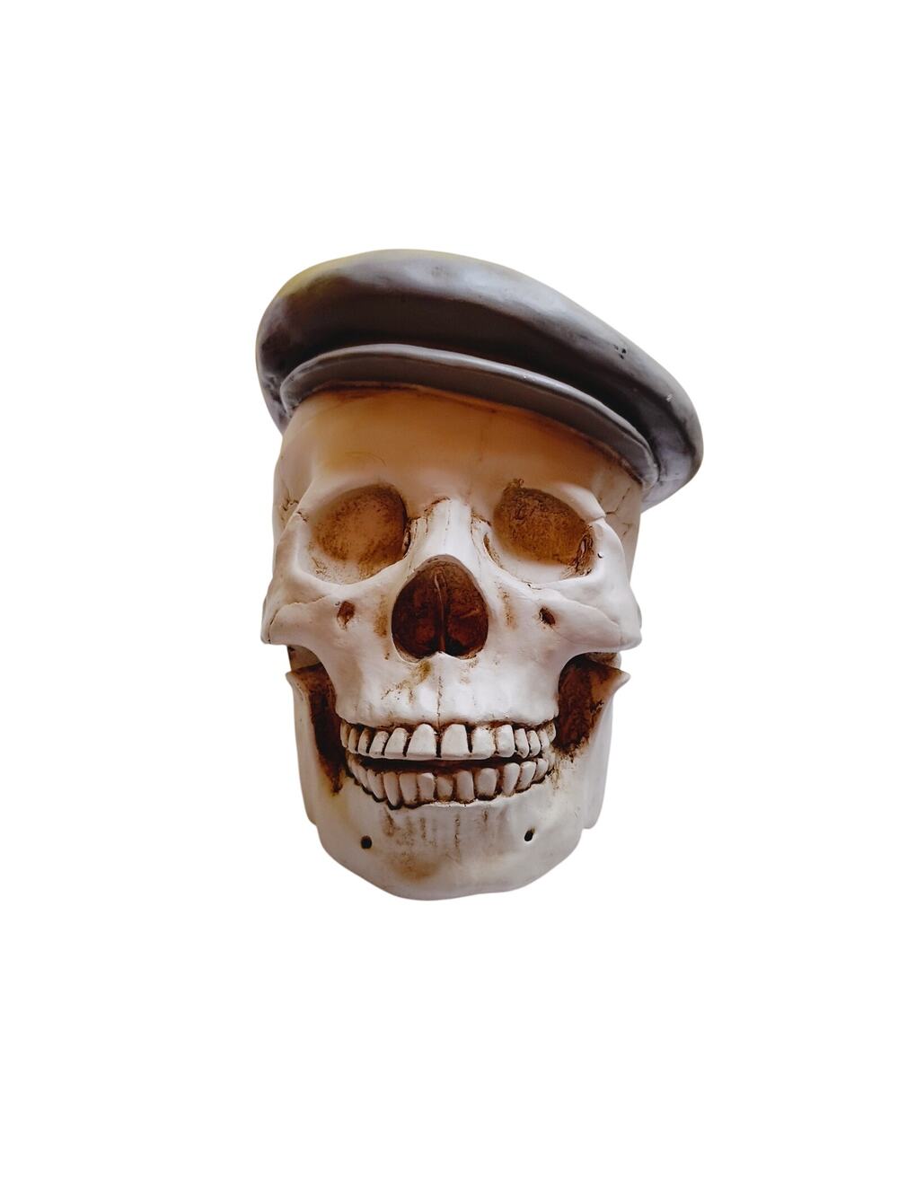 Halloween Life Like Polyresin Skull with Hat Decoration NWT